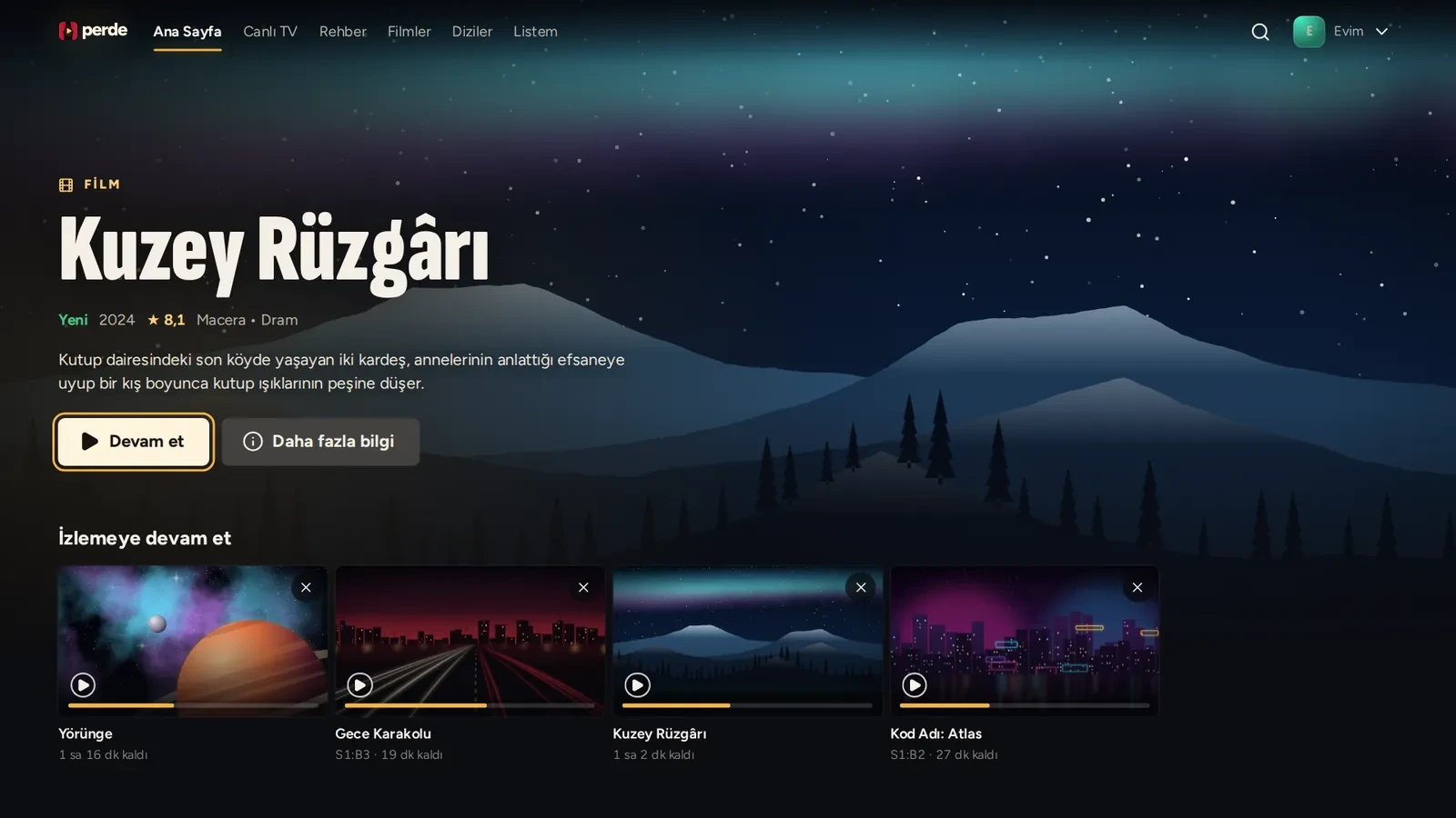 Perde'nin televizyondaki ana sayfası